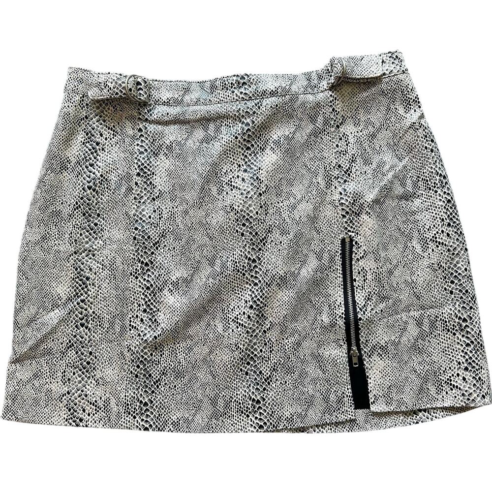 Hem & Thread Mini Skirt NWT Faux Snake SZ LG Lined Accent Side Zipper & Buckles